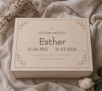 Memory box | Voor altijd in ons hart | gepersonaliseerd | Herinnering na overlijden