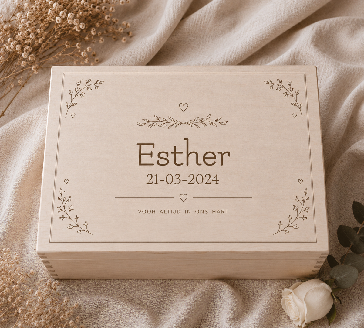 Memory box | Voor altijd in ons hart | gepersonaliseerd | Herinnering na overlijden
