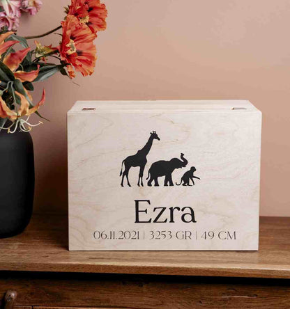 Memorybox, box om herrinneringen van je kindje in te bewaren. de kist kan worden gepersonaliseerd. bijvoorbeeld om te geven als kraamcadeau 