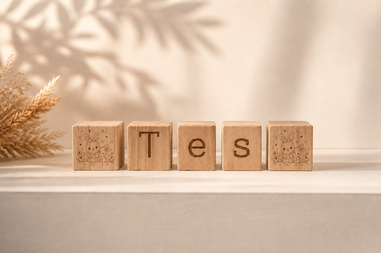 Houten kubus met naam: Tes