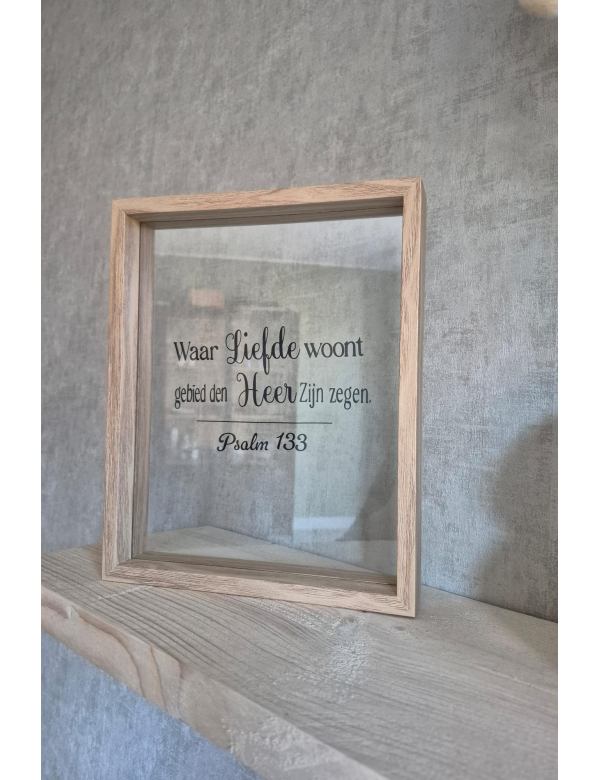 Houten lijst met trouwtekst